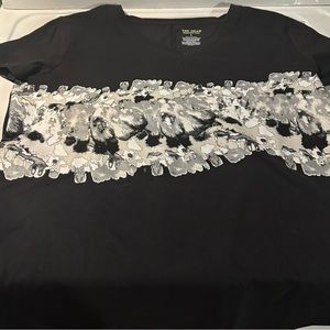 Black v-neck Tek Gear T-shirt - size Large - gray graphic print